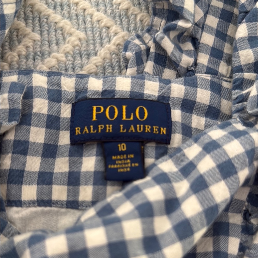 Polo by Ralph Lauren Blue Gingham Romper with Relaxed Fit - Picture 2 of 3